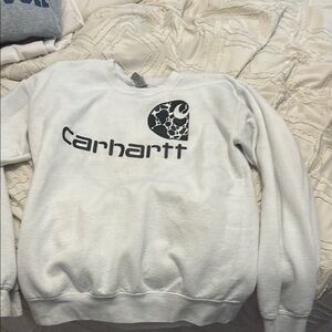 Carhartt White Crewneck Sweater Classic Style